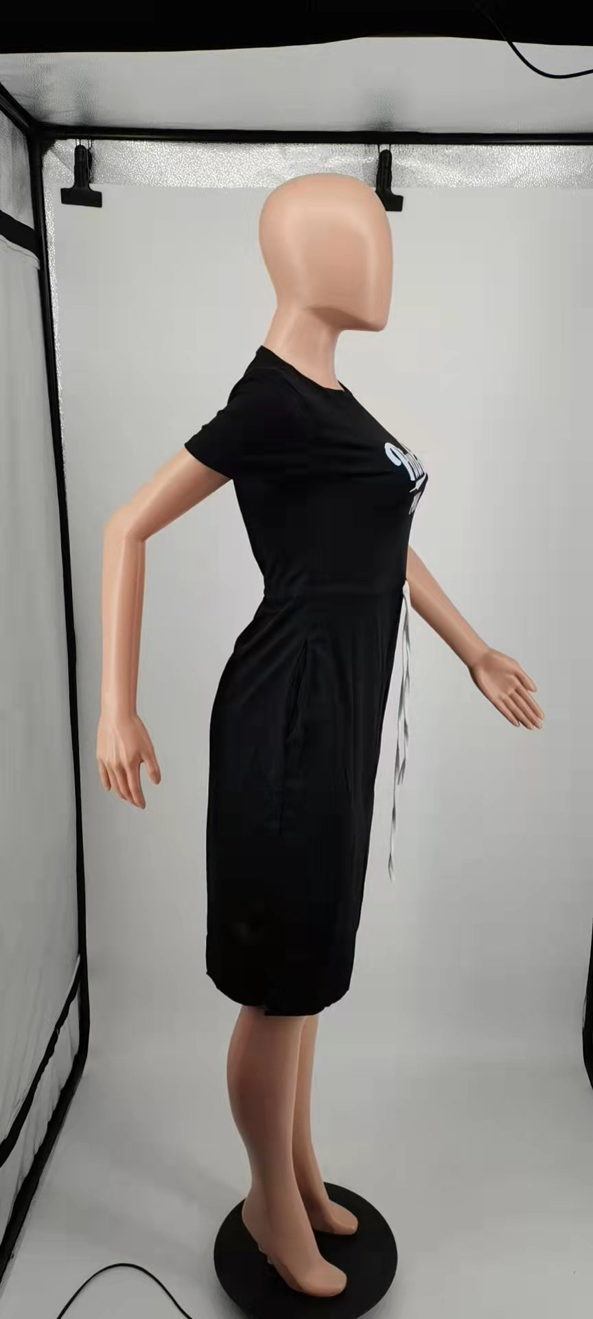 Sexy Casual Short Sleeve Solid PINK Letter Print Midi Dress