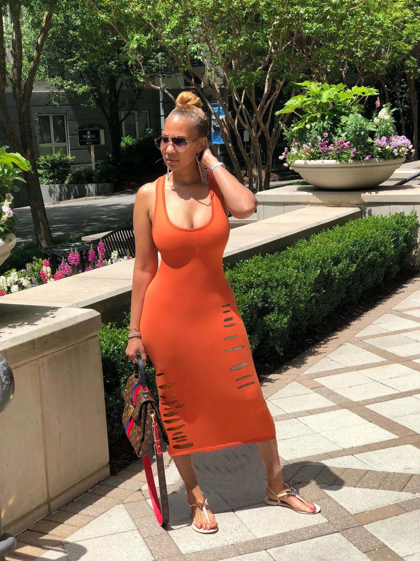 Sexy Sexy Hole Sleeveless Backless Midi Dress