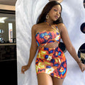 Sexy Sexy Printed Hollow Out Mini Dress