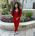 Sexy Solid V Neck Long Sleeve Backless Jumpsuit