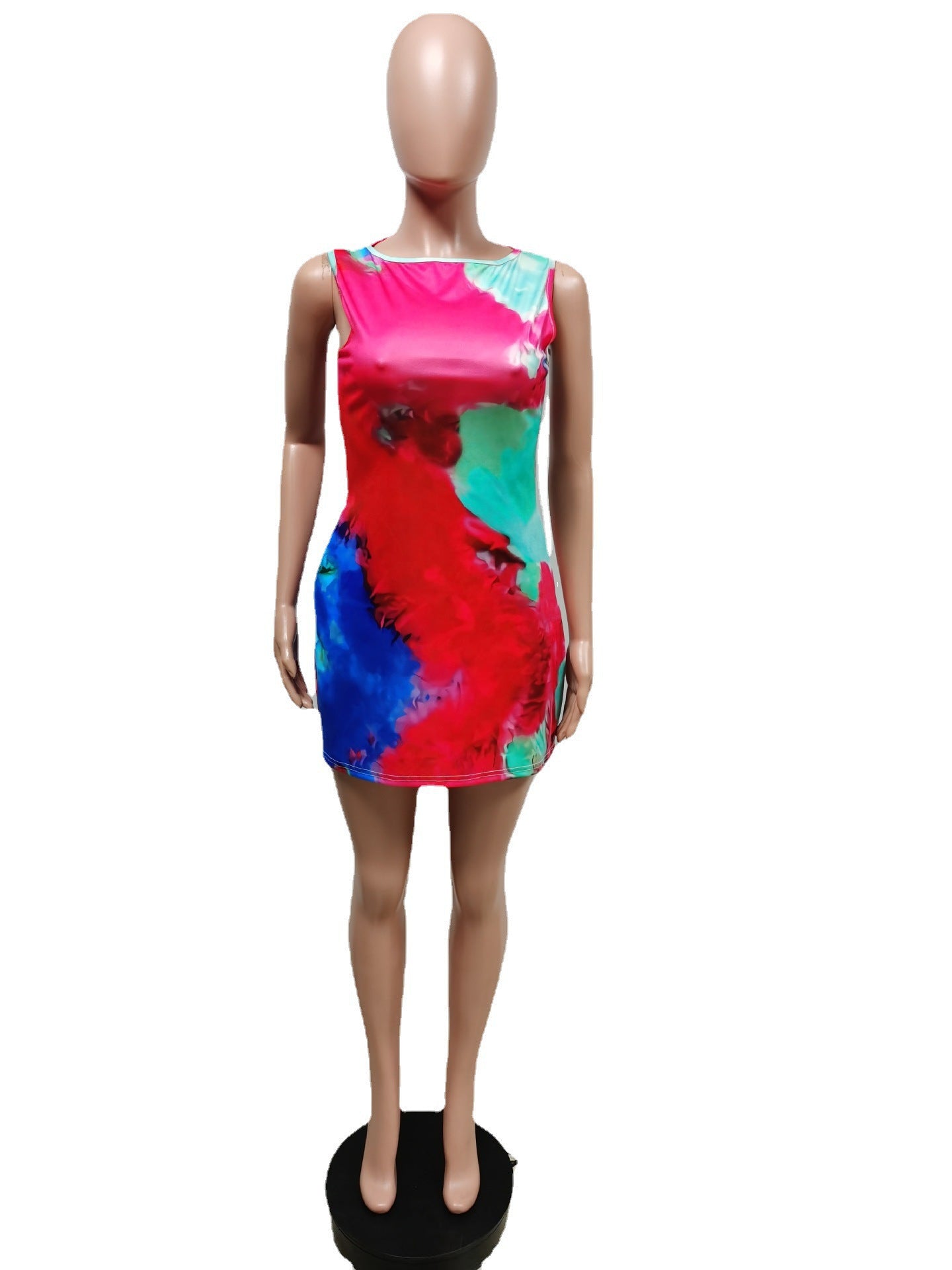 Sexy Tie Dye Print Sleeveless Mini Dress