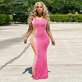 Sexy Plus Size Printed Backless Sleeveless Maxi Dress