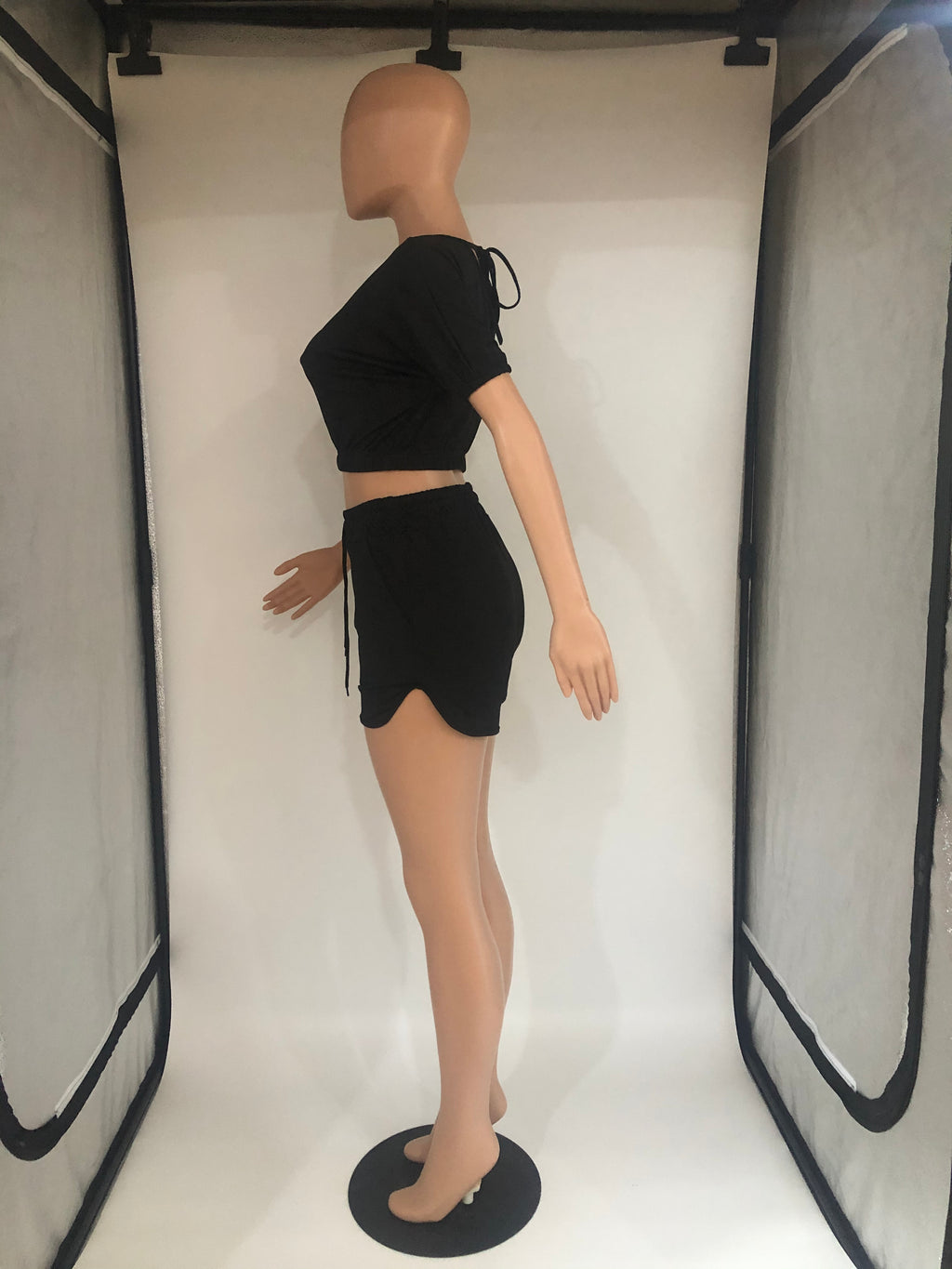 Sexy Solid Color Casual Short Sleeve Shorts  Two Piece Sets