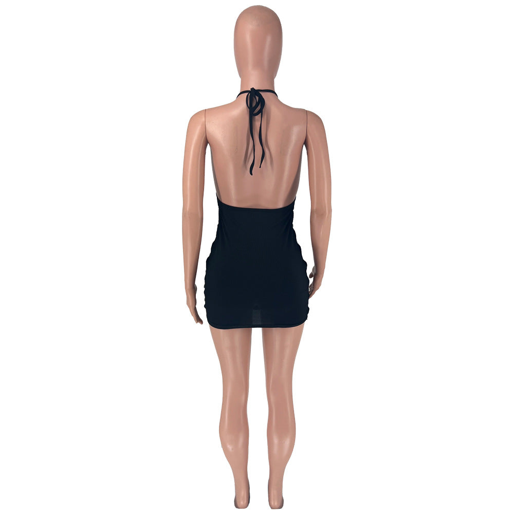 Sexy Solid Sexy Halter Slim Mini Dress