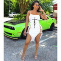 Sexy Letter Print Spaghetti Strap Bandage Dress