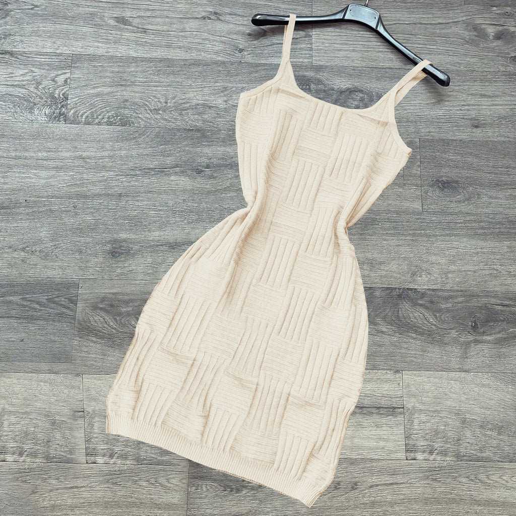 Sexy Solid Knitted Sleeveless Sling Mini Dress
