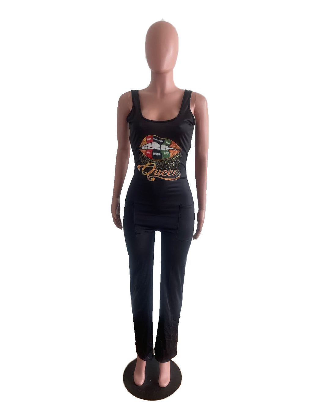 Sexy Fashion Casual Lip Print Jumpsuit