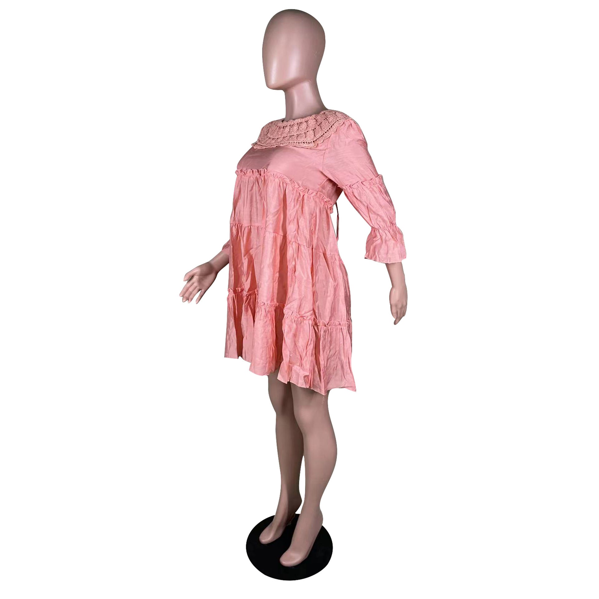 Sexy Solid 3/4 Sleeve Loose Dress
