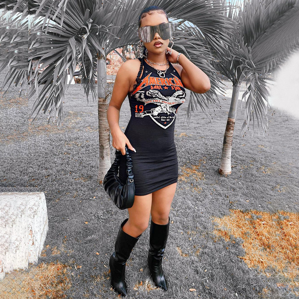 Sexy Printed Fashion Sleeveless Mini Dress