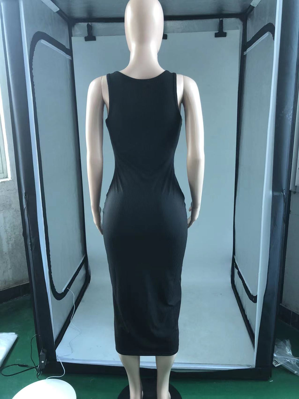 Sexy Solid Sleeveless Slim Midi Dress
