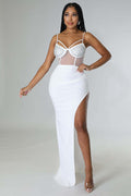 Sexy Sexy Mesh Hot Drilling Patchwork Split Long Evening Dress