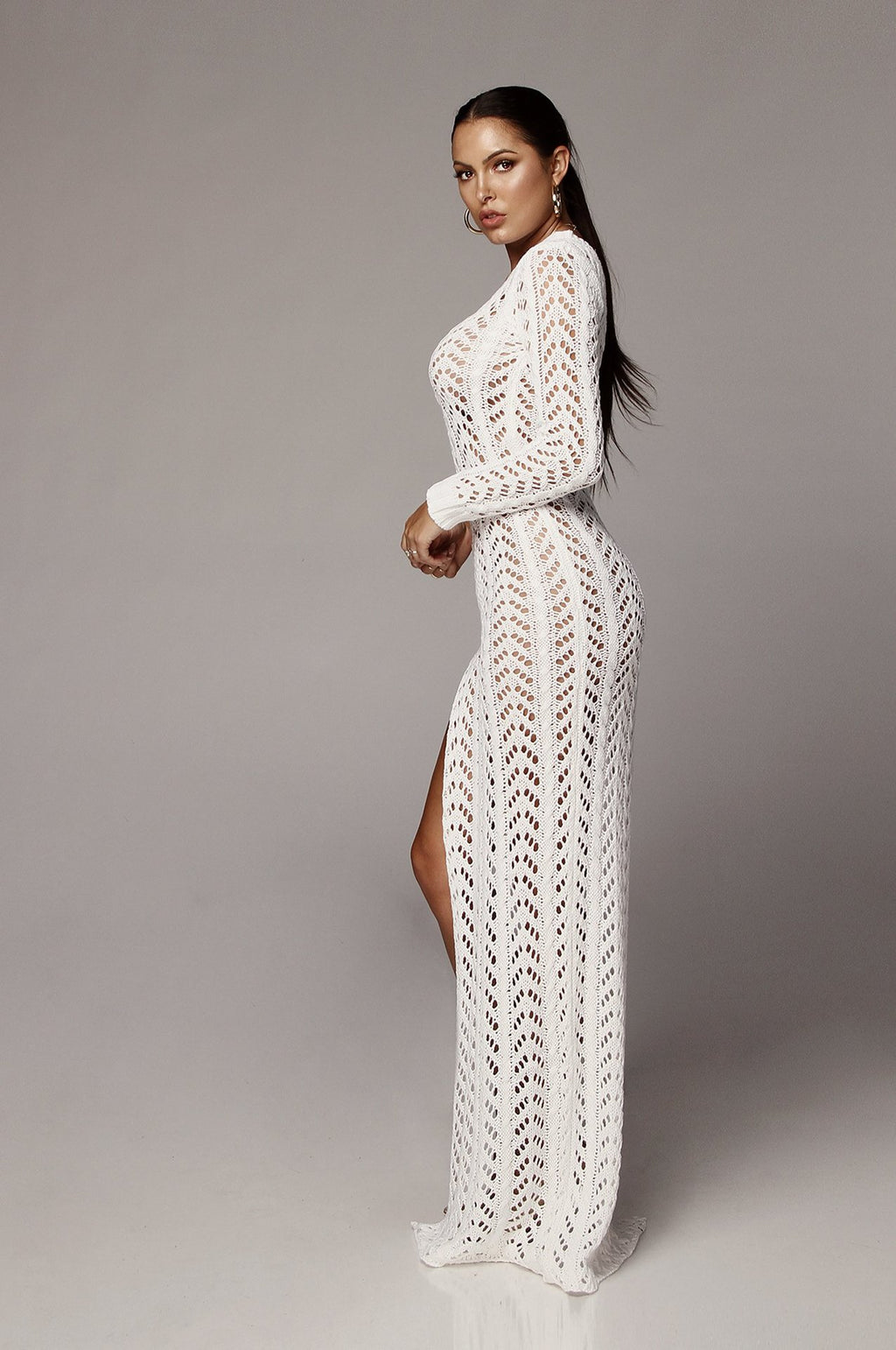 Sexy Sexy Knitted One Shoulder High Split Maxi Dress