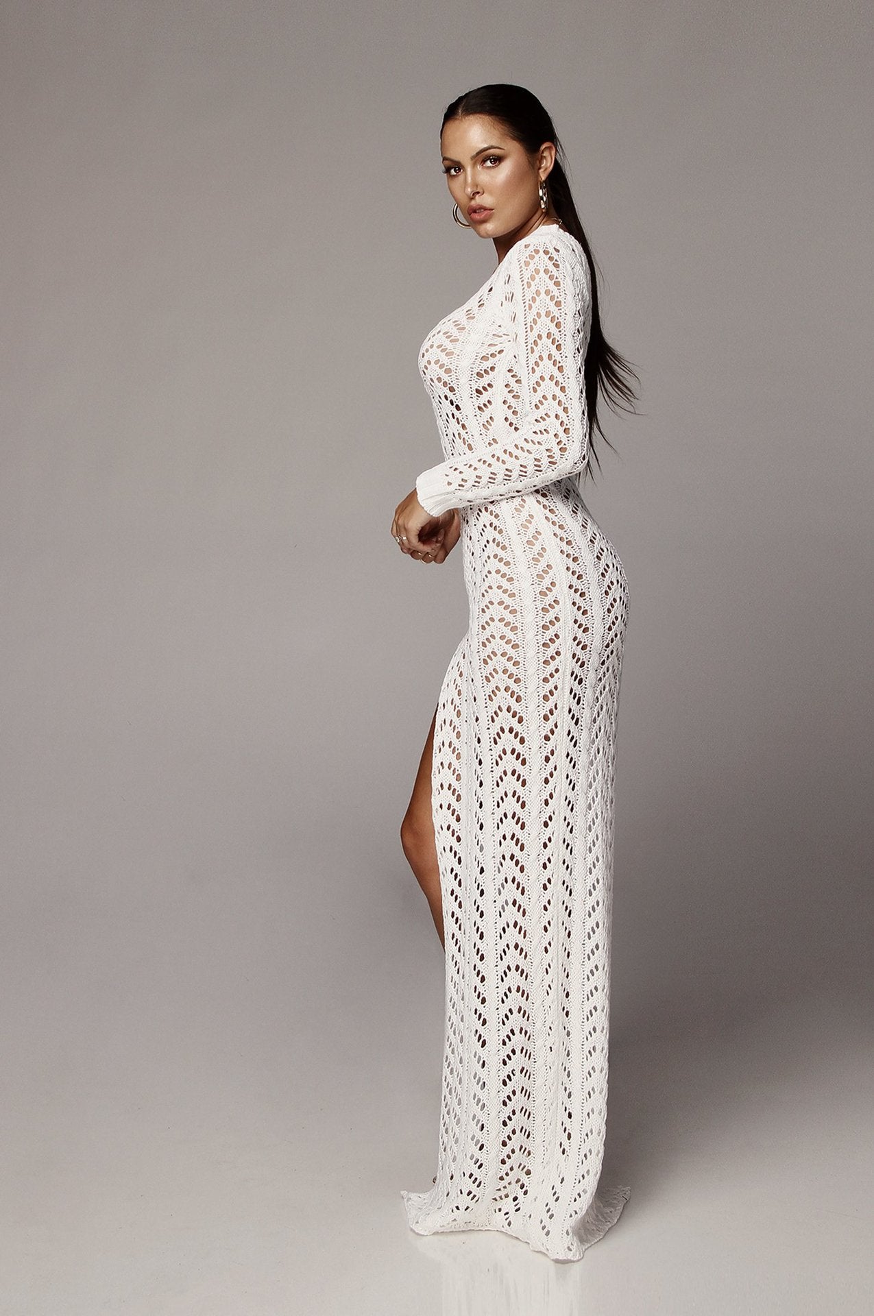 Sexy Sexy Knitted One Shoulder High Split Maxi Dress