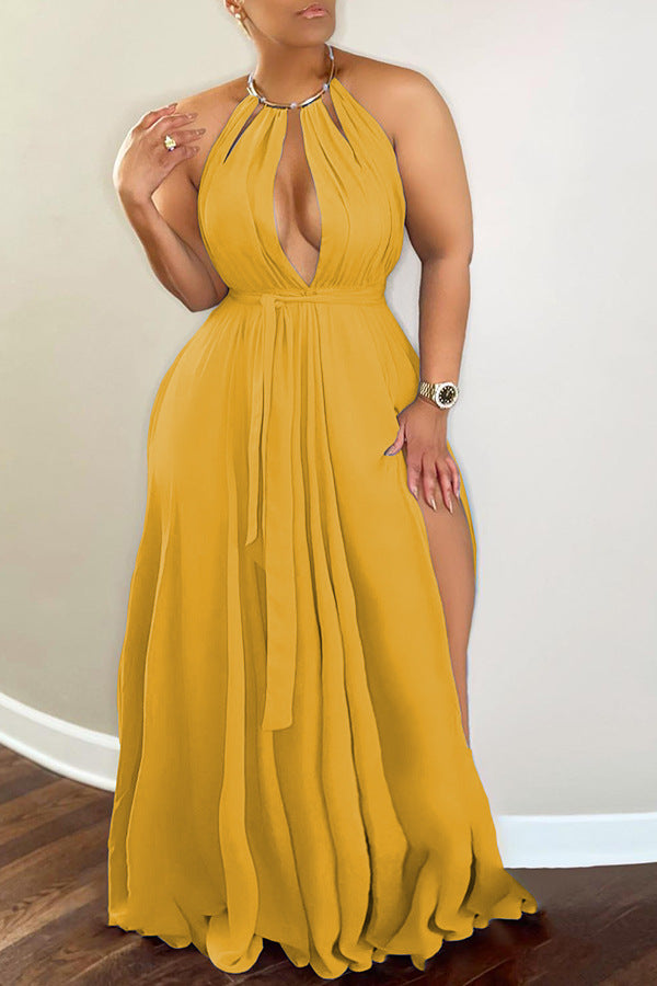 Sexy Sexy High Split Halter Maxi Dress