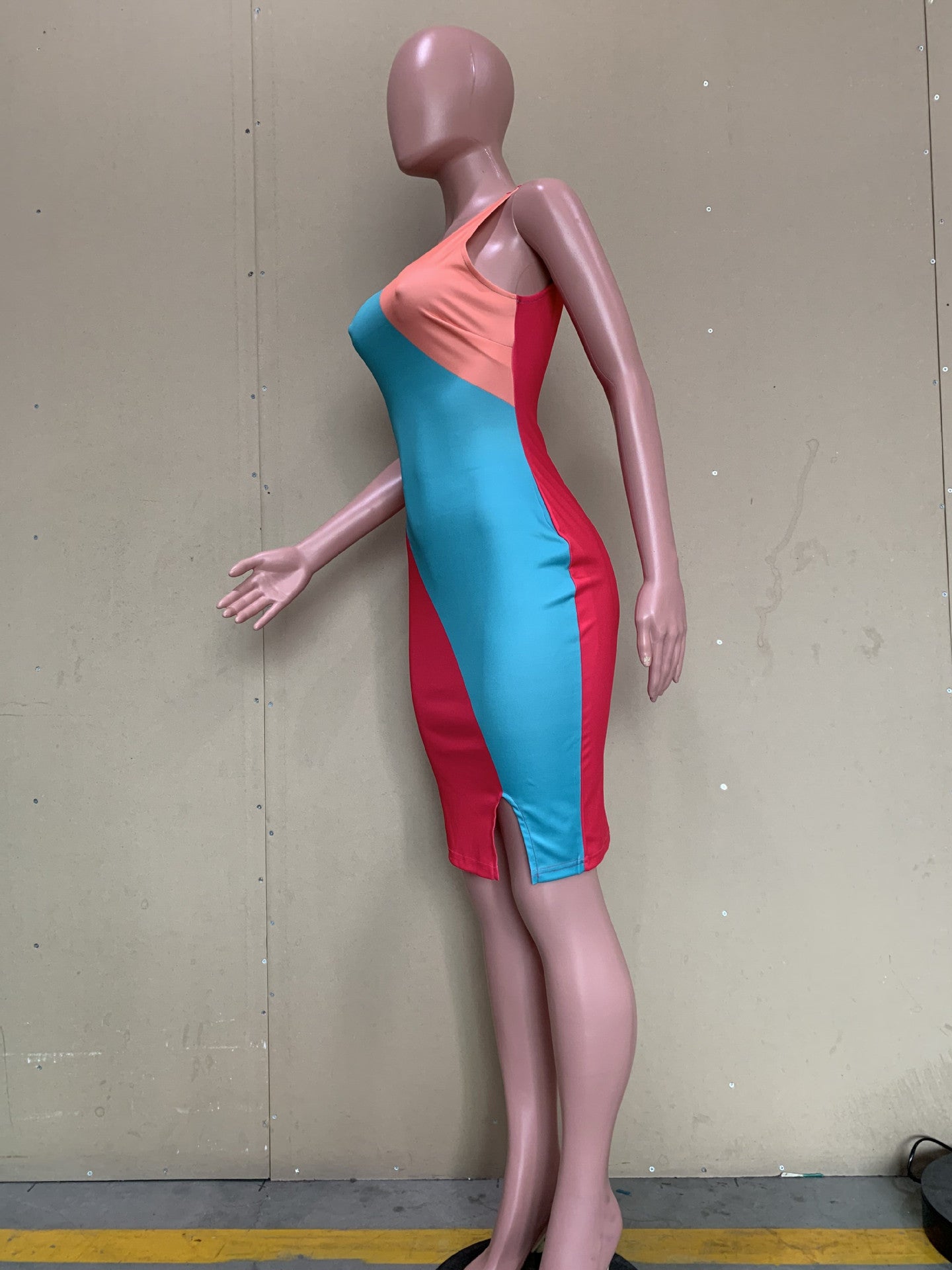 Sexy Contrast Color Sleeveless Bodycon Dress
