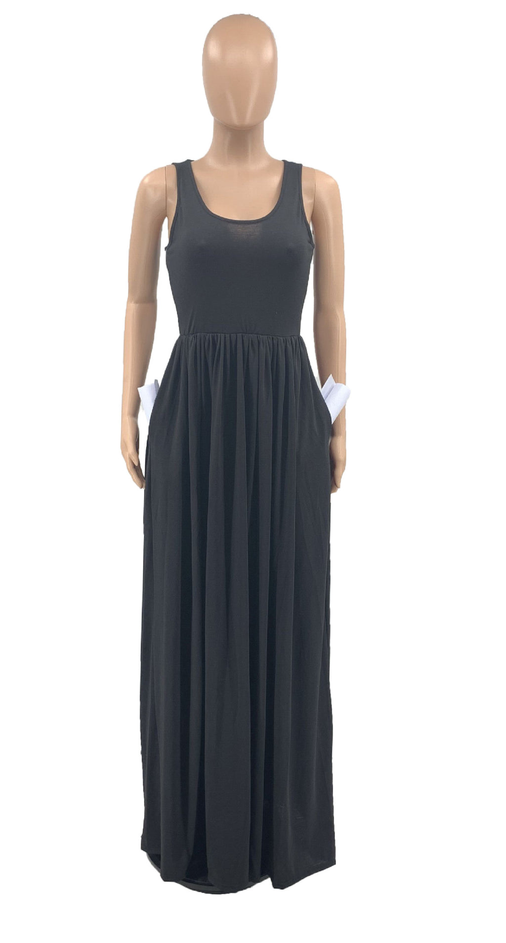 Sexy Plus Size Solid Sleeveless High Waist Maxi Dress