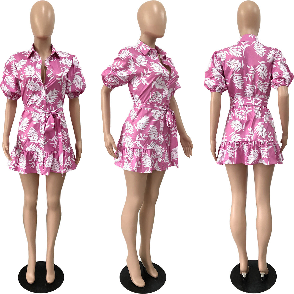 Sexy Floral Print Puff Sleeve Mini Dress
