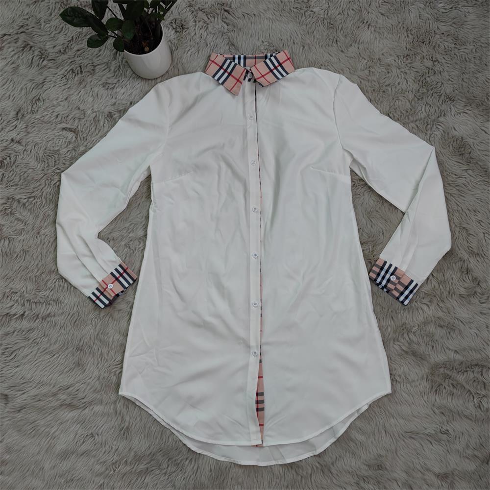 Sexy Plaid Patchwork Long Sleeve Shirt Dress