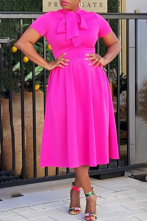 Sexy Elegant Short Sleeve Slim-Waist Long Dress