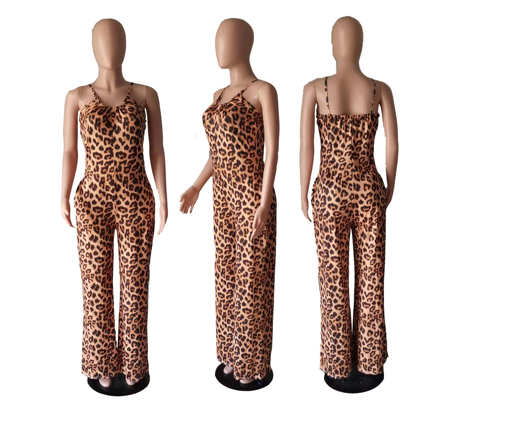 Sexy Leopard Print Sleeveless Sling Jumpsuit