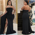 Sexy Solid Strapless Off Shoulder Long Evening Dress