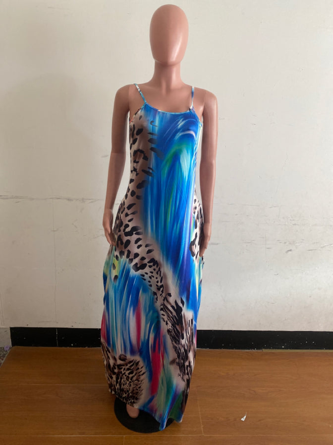 Sexy Plus Size Leopard Print Loose Maxi Dress