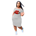 Sexy Lip Print Casual Short Sleeve Dress