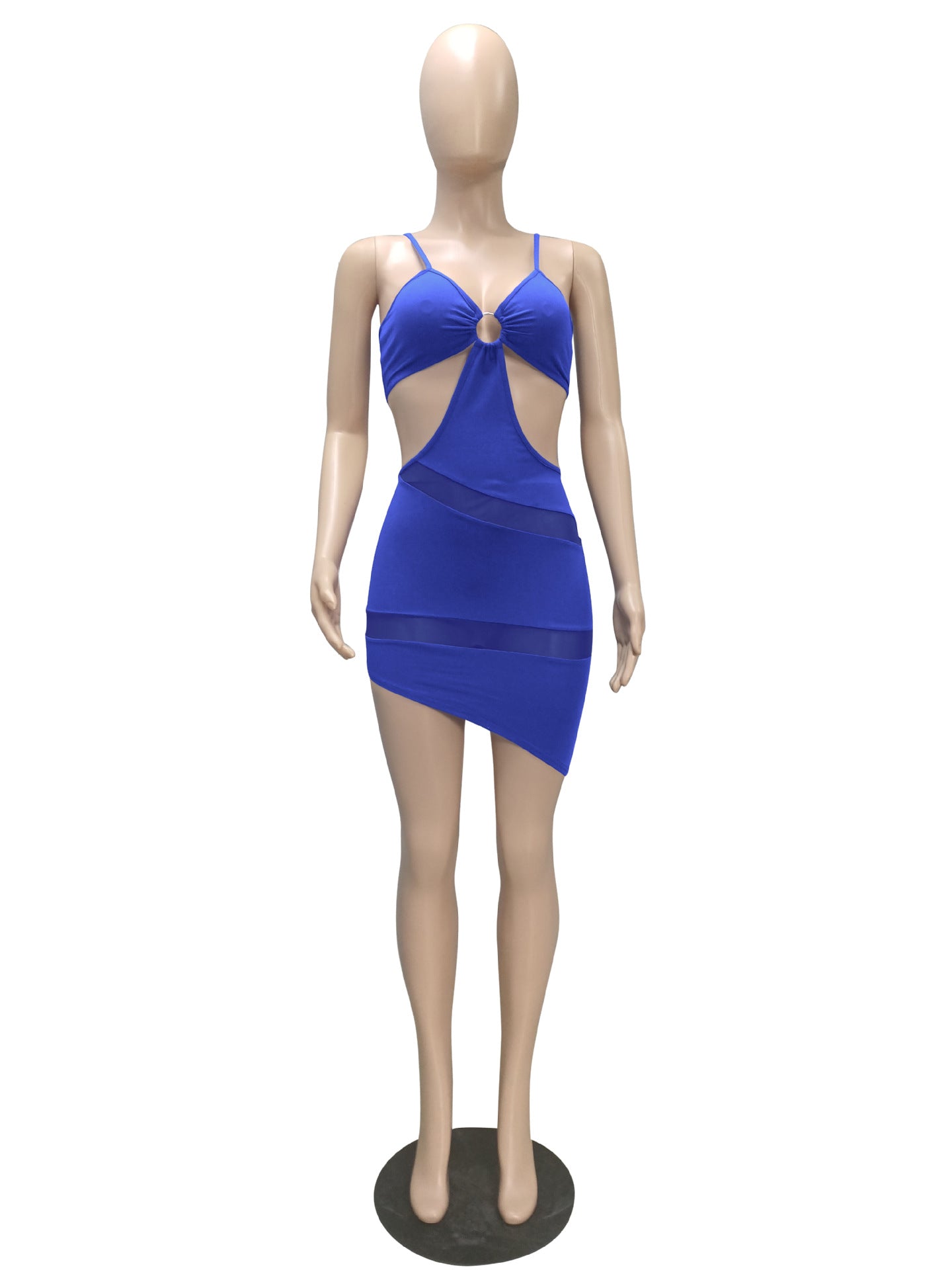 Sexy Sexy Mesh Patchwork Hollow Mini Dress