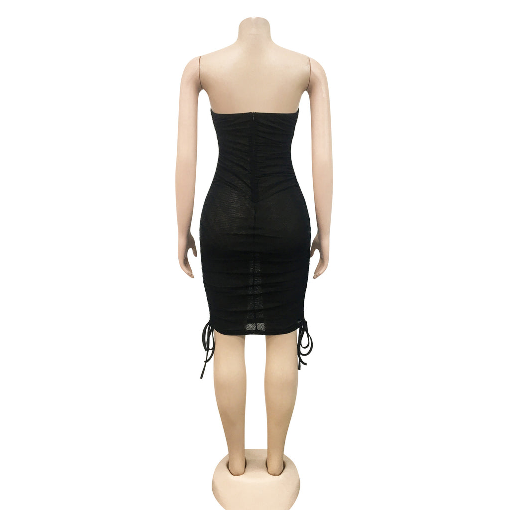 Sexy Sexy Mesh Strapless Bodycon Dress