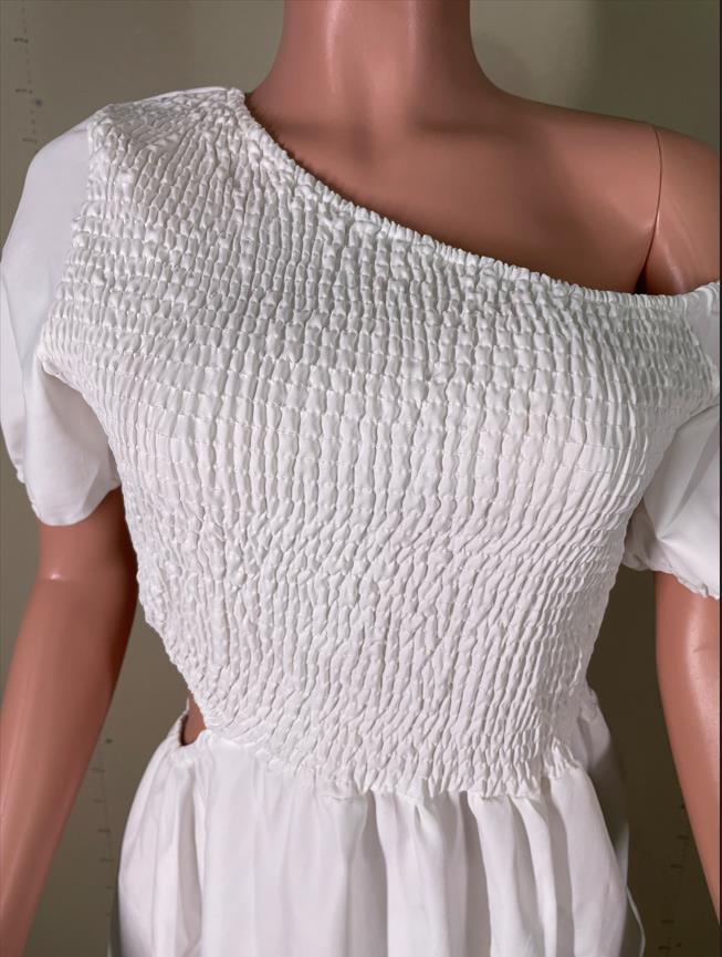 Sexy White Short Sleeve Hollow Out Maxi Dress