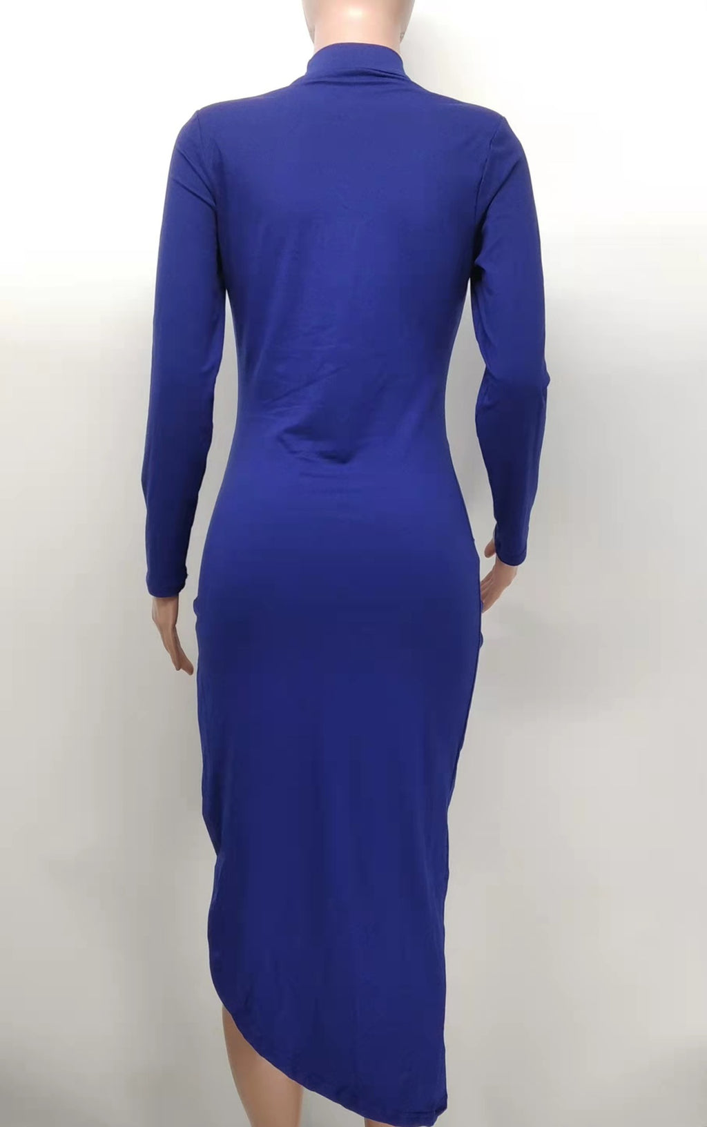 Sexy Solid Long Sleeve Split Slim Midi Dress