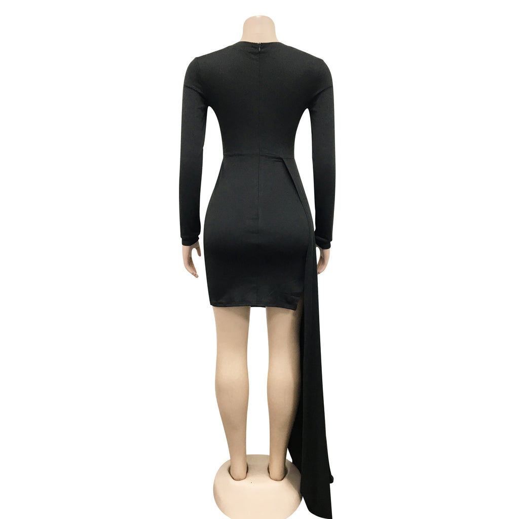 Sexy Solid Long Sleeve Bodycon Mini Dress