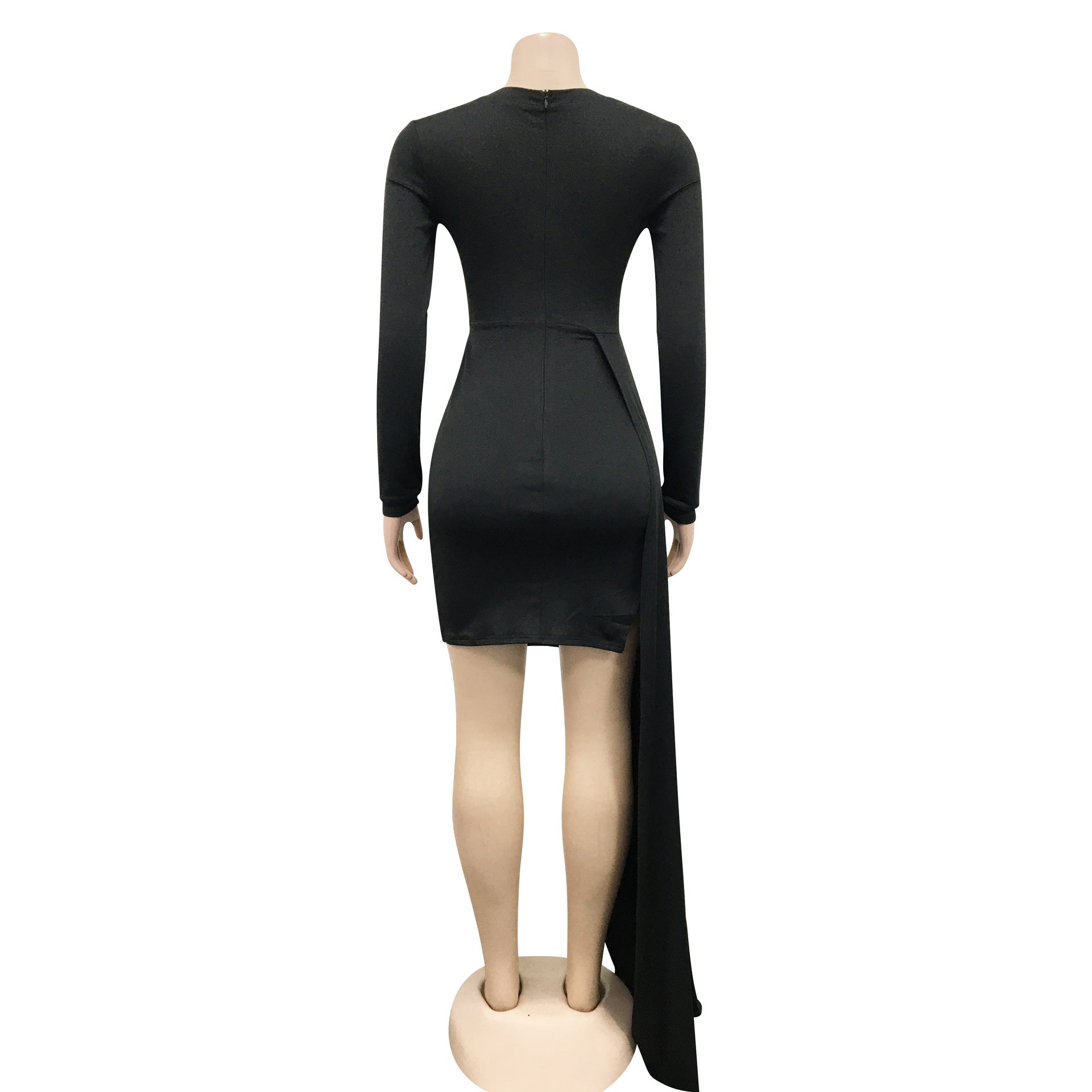 Sexy Solid Long Sleeve Bodycon Mini Dress