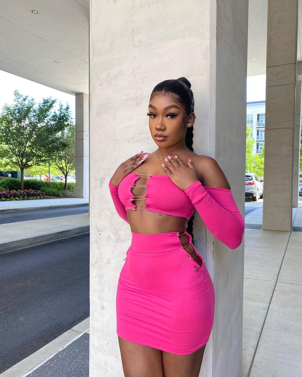 Sexy Sexy Long Sleeve Off Shoulder Mini Skirt 2 Piece Sets