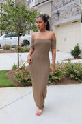 Sexy Off-shoulder Striped Printed Maxi Dress