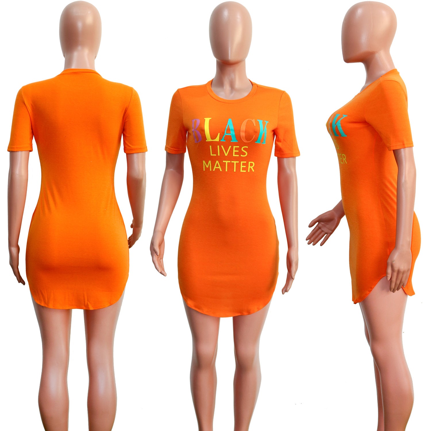 Sexy Plus Size Letter Print Short Sleeve Mini Dress