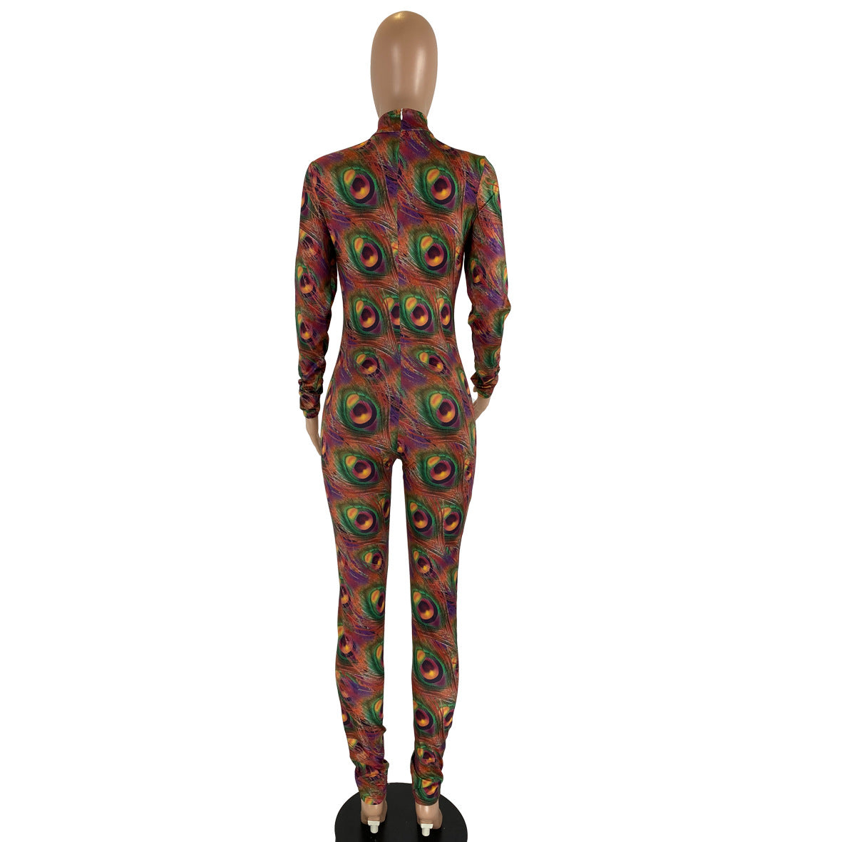 Sexy Fashion Print Long Sleeve Skinny Jumpsuit