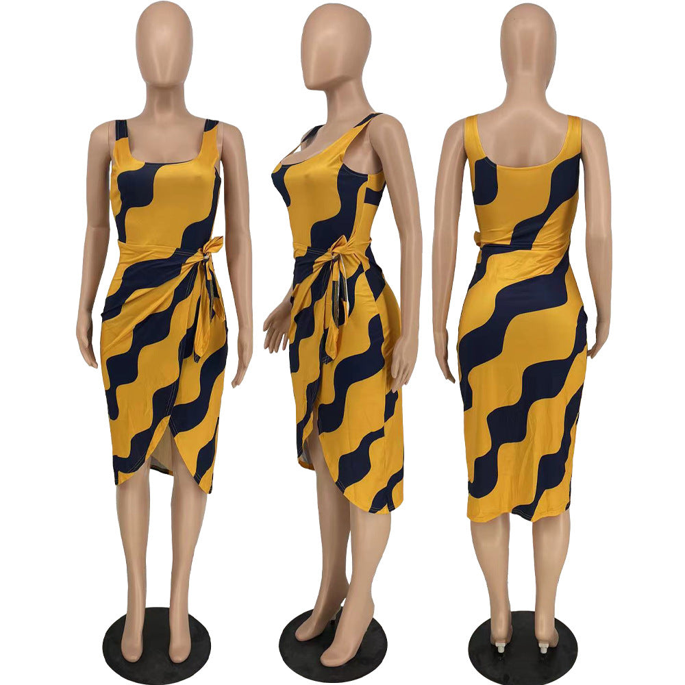 Sexy Sexy Printed Sleeveless Midi Dress
