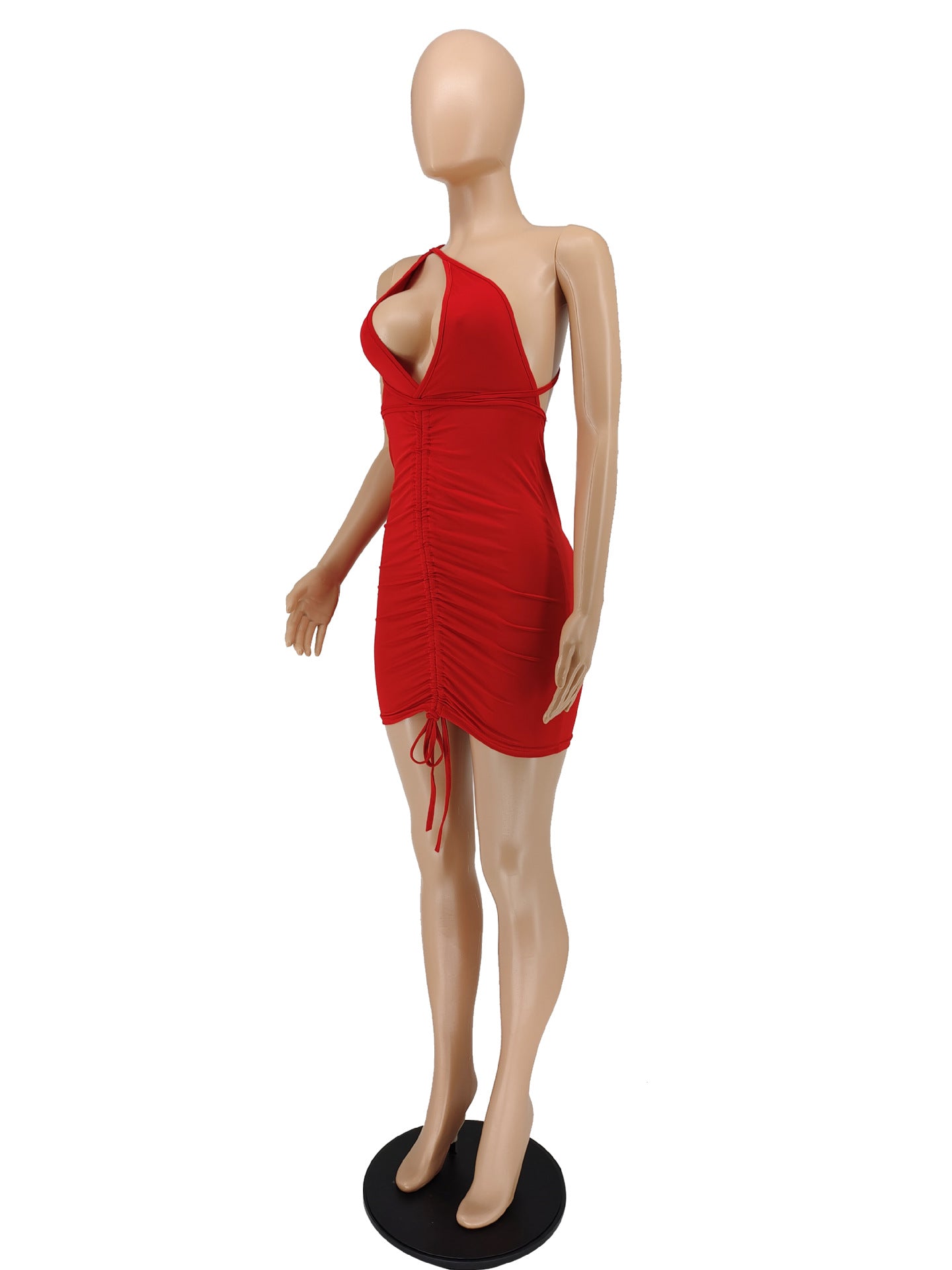 Sexy Sexy Deep V Neck Ruched Bandage Mini Dress