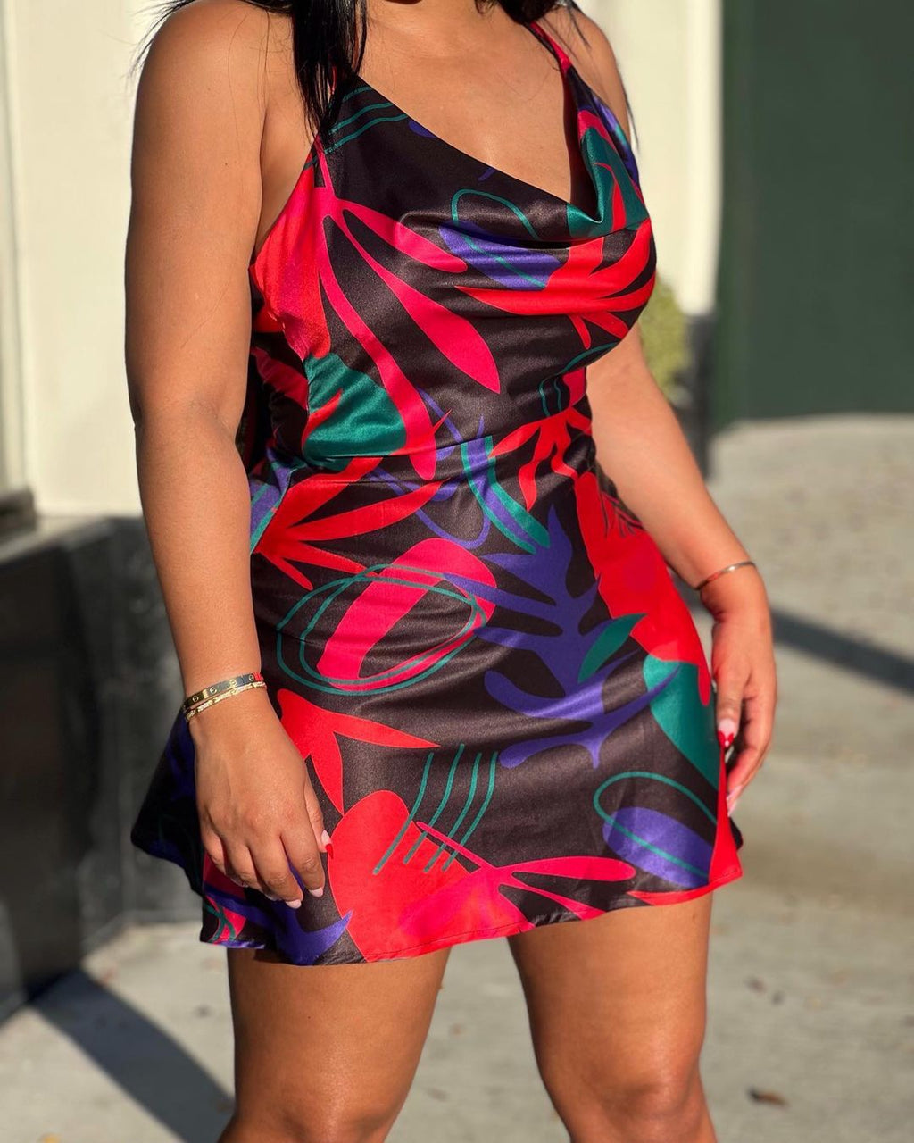 Sexy Sexy Printed Satin Halter Mini Dress