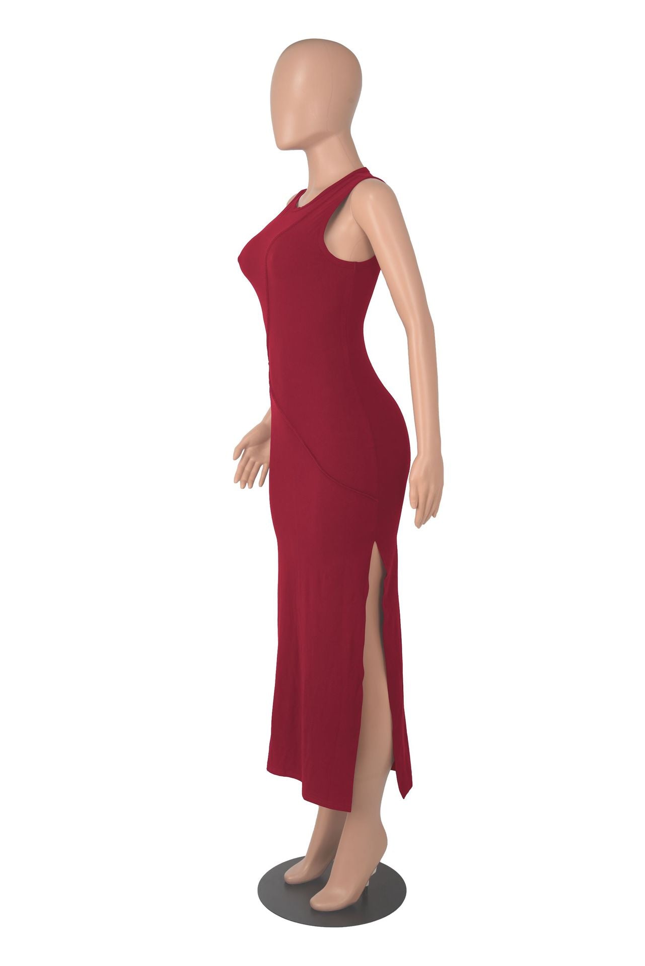 Sexy Solid Sleeveless Split Long Dress