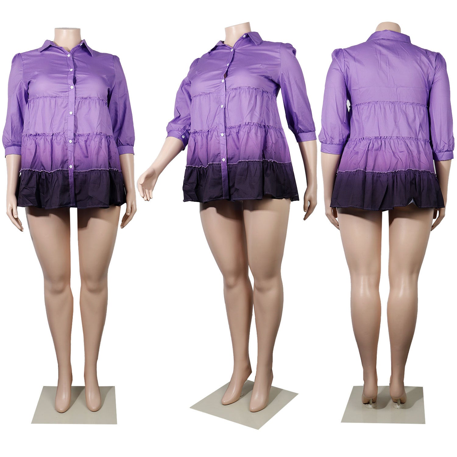 Sexy Plus Size Gradient Mini Dress