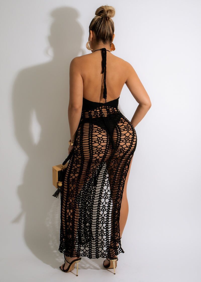 Sexy Solid Color Halter Side Slit Sling Beach Dress