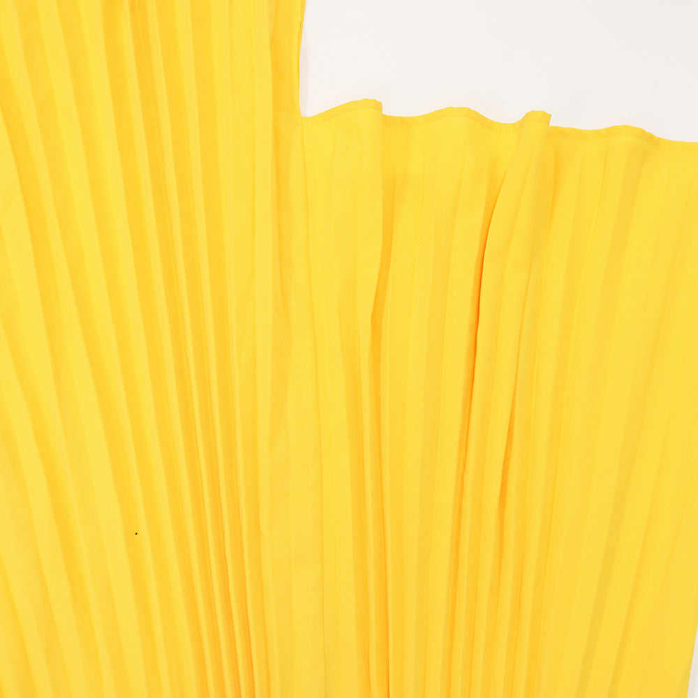 Sexy Plus Size Pleated Irregular Sling Long Dress