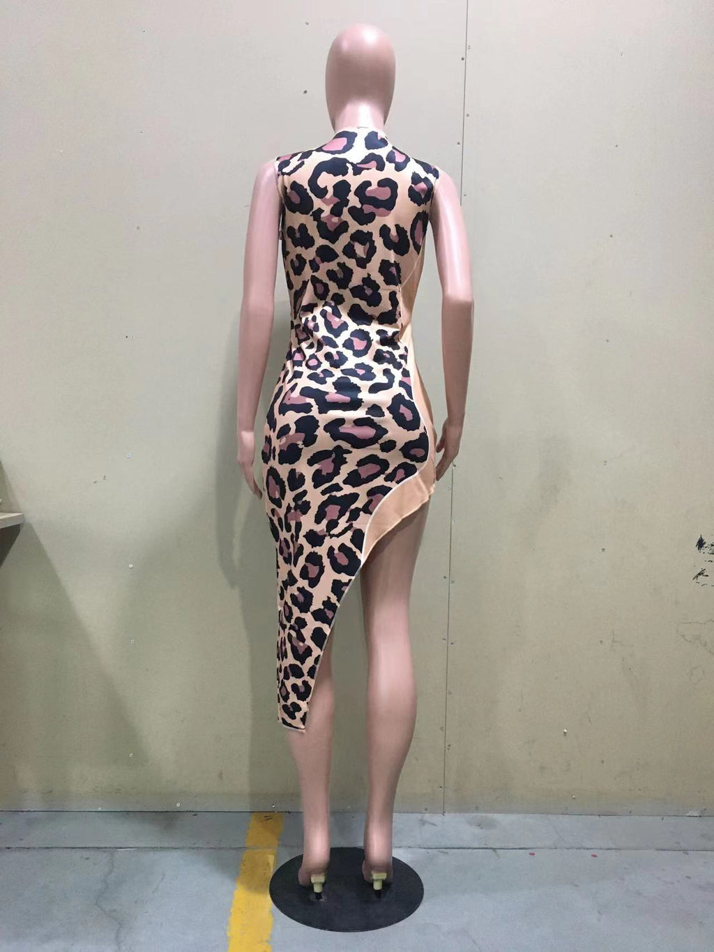 Sexy Leopard Sleeveless Irregular Midi Dress