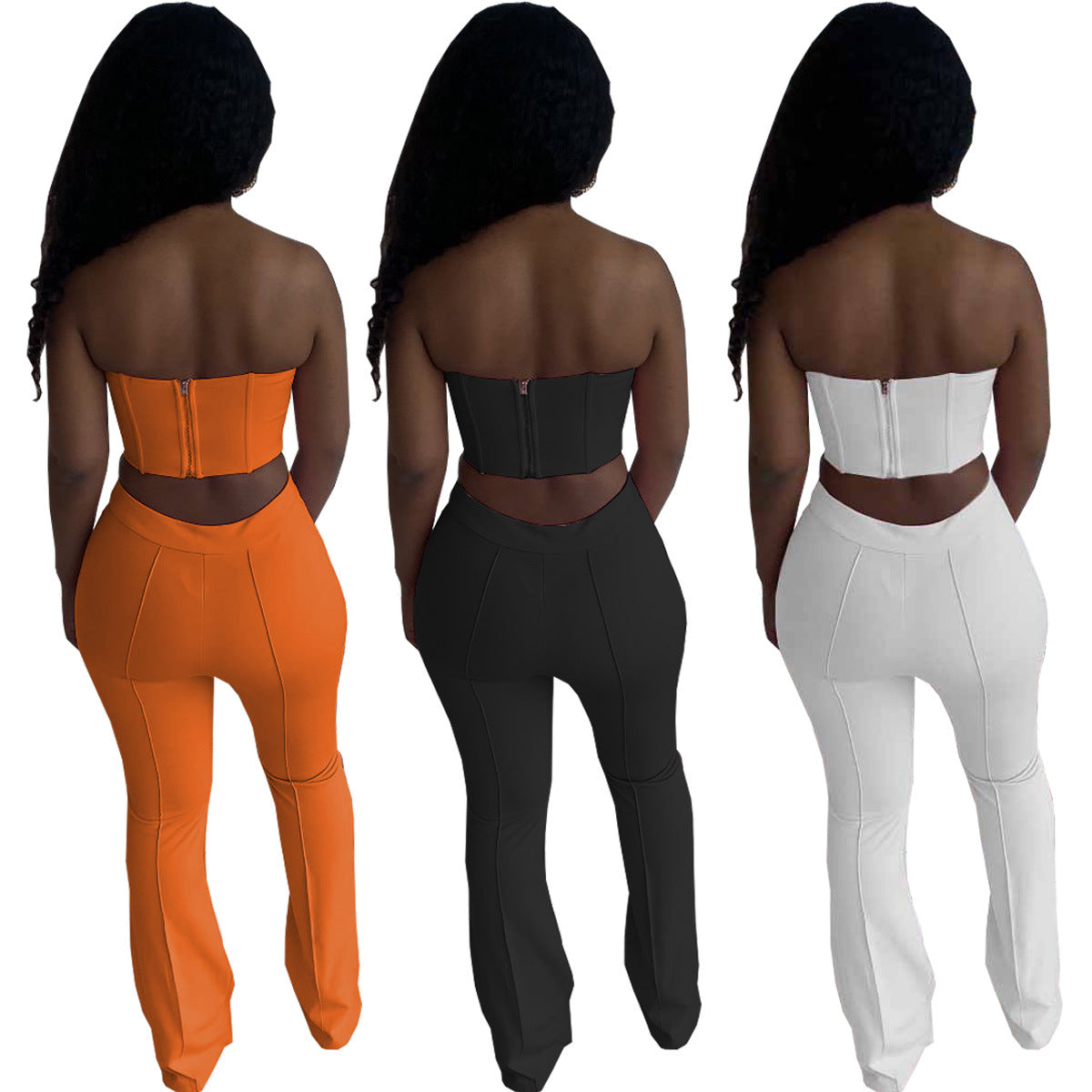 Sexy Fashion Sexy Solid Color Wrap Chest And Pants Two Piece Set