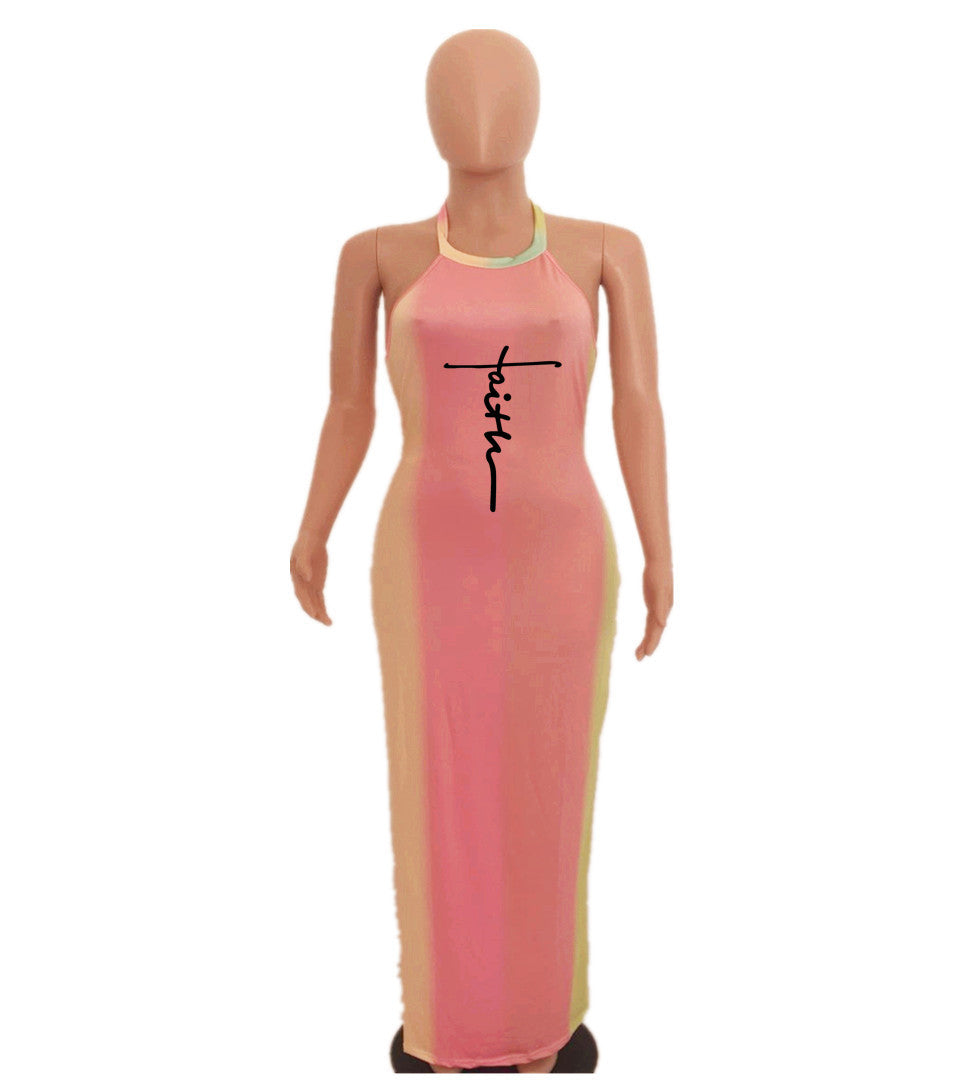 Sexy Sexy Letter Print Sleeveless Maxi Dress
