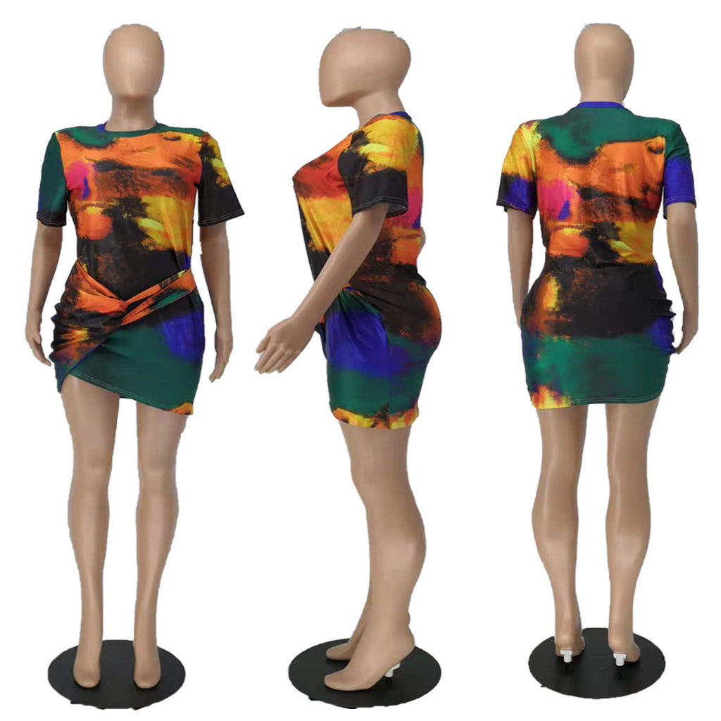 Sexy Fashion Sexy Print Short Sleeve Mini Dress