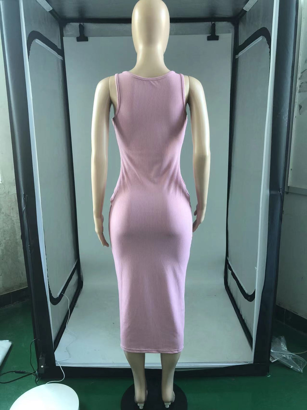 Sexy Solid Sleeveless Slim Midi Dress