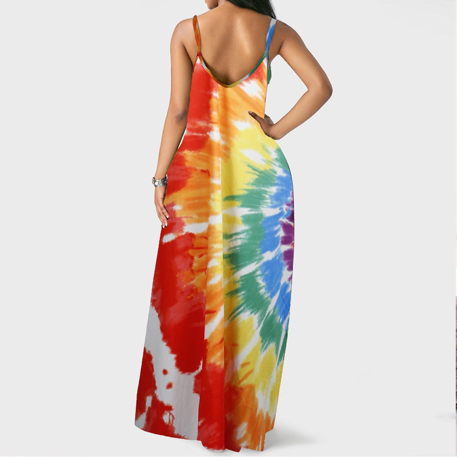 Sexy Tie Dye Print Spaghtti Strap Maxi Dress